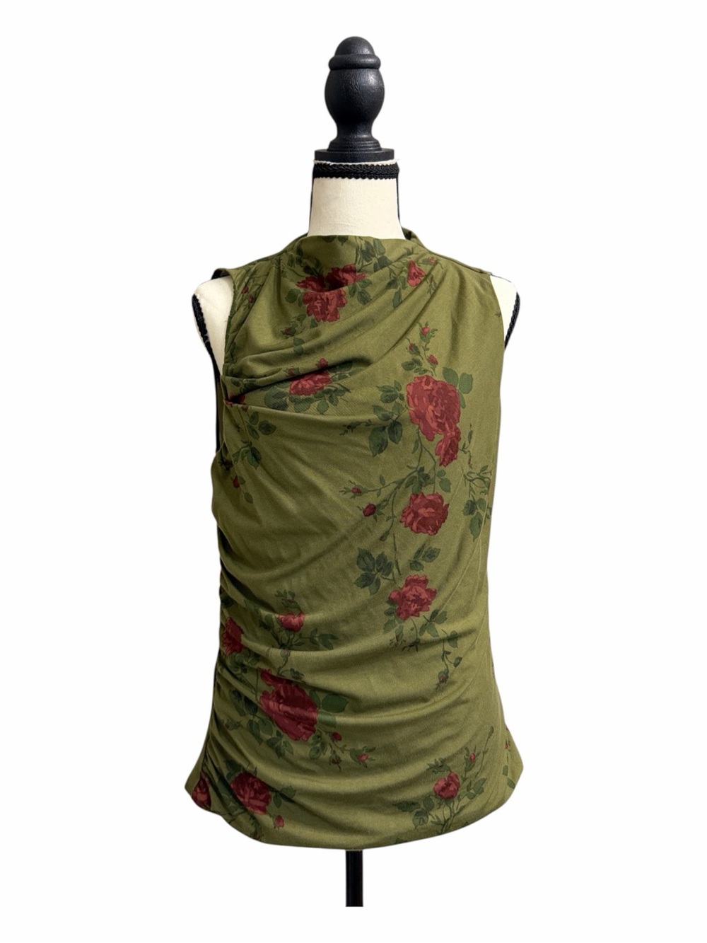 Reformation Olive Green Floral Mock-Neck Tank - Picture 5 of 12